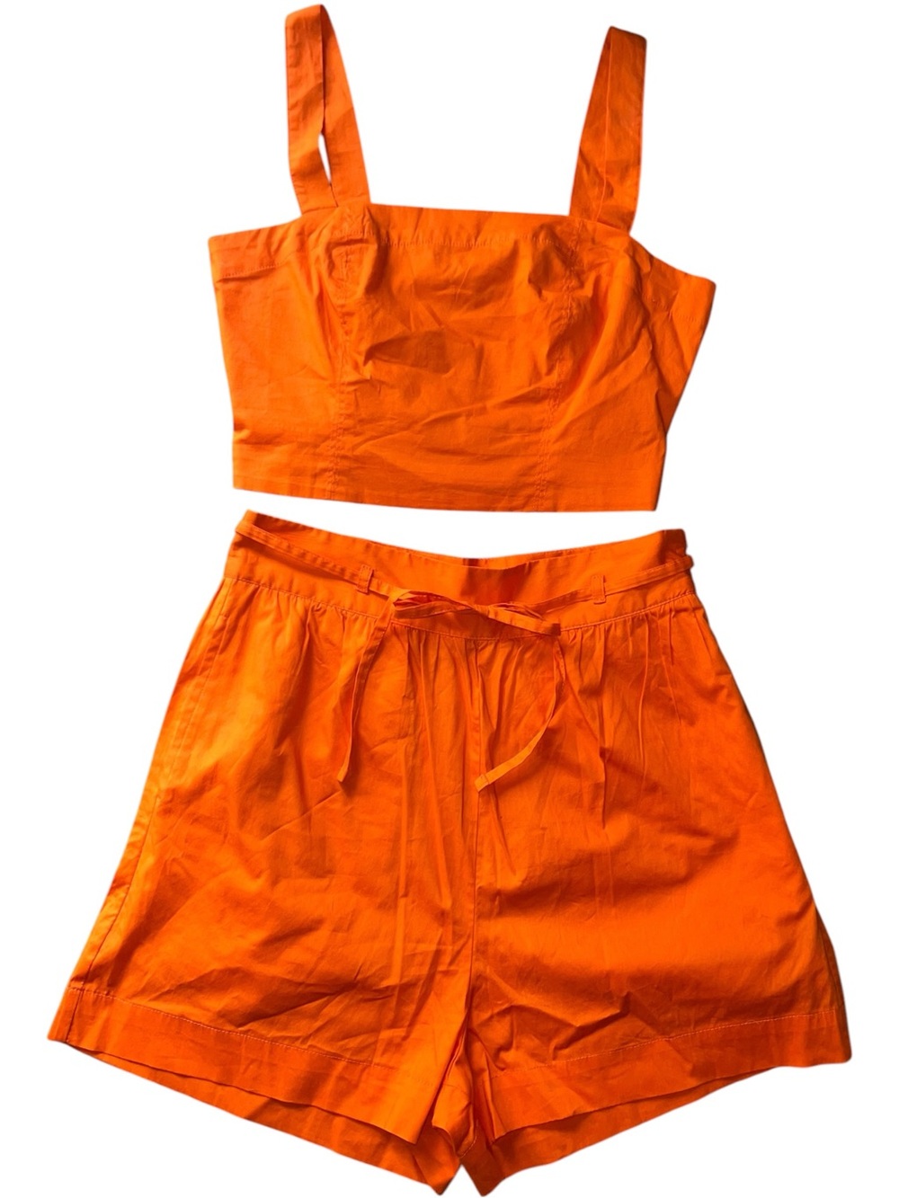 Jason Wu Bright Orange High-Rise Tie-Waist Shorts